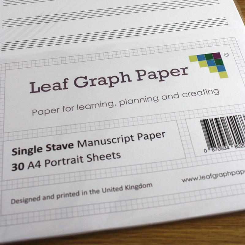 A4 Manuscript Music Paper Single Stave Staff - 30 Loose-Leaf