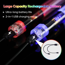 LED Light Up Drum Sticks: 2 Pairs (4 pcs) 15 Color Rechargeable Glow in the Dark Drumsticks for Kids Adults, Percussion Drum Accessories for Electronic Marching Drums Night Performances Drummer Gifts