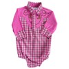 4Rodeo Baby Toddler Western Pink Plaid Cowboy Bodysuit Shirt (0-6