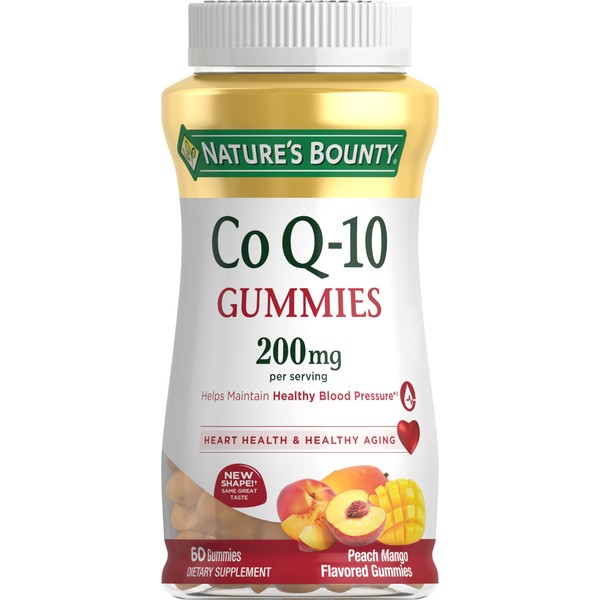 Nature's Bounty CoQ10 Gummies, Supports Heart Health, CoQ10 200mg, Peach Mango Flavor, 60 Count