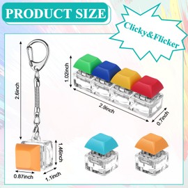 HCEWSBFD 3Pcs Keyboard Fidget Keychain Decompression Toys Fidget Clicker Keyboard,Keychain Fidget Button Stress Relief Gifts for Adult to Relief Stress Pass The Boring Time(Color Keyboard No LED)