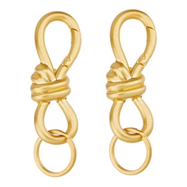 Hobbspring 2pcs Keychain Clips with Rings Figure 8 Keychain 3.35 inch Vintage Alloy Keychains Golden Detachable Keyring with Brass Ring for Purse Backpack Ornament