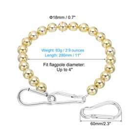 PATIKIL Flagpole Retainer Ring Flag Pole Accessories, Flag Beaded Mount Ring Keep Flag Close to Pole Weight with Stainless Steel Cable for Indoor Outdoor Flagpole, Gold Tone, 4.3"