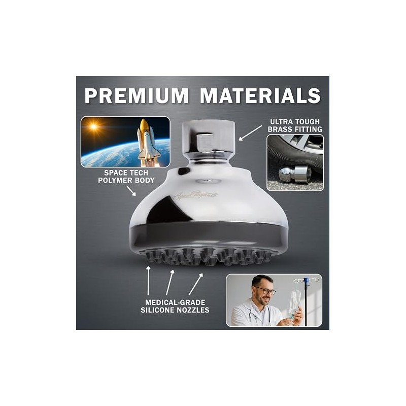 Aqua Elegante Pressure Boosting Shower Head - 3 Inch Wall