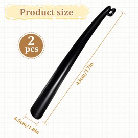 FdcZeyxior 2 PCS Shoe Horn Long Handle, 17" Long Shoe Horn Plastic Shoes Horns Black Shoehorn Boot Shoes Helper for Men Women Kids Seniors