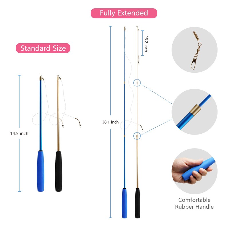 12PCS Interactive Kitten Toys, Retractable Indoor Cat Wand Toys with