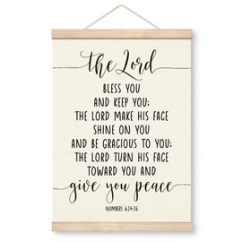 Christian Canvas Poster, The Lord Bless You And Keep You Canvas Poster Wood Hanger, Numbers 6:24-26 Scripture Poster, Religious Canvas Hanging Banner, Home Office Decor, Christian Gift