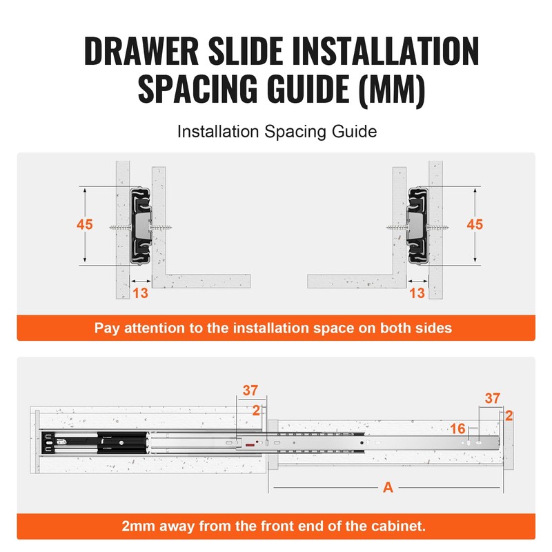 VEVOR 6 Pairs of 18 Inch Drawer Slides Side Mount
