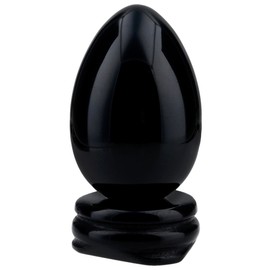 Nupuyai Obsidian Crystal Egg Gemstone with Stand, Healing Stone Eggs for Reiki Chakra Meditation and Home Decoration