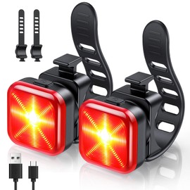 ONVIAN Bike Tail Light 2 Pack, USB Rechargeable Bike Lights for Night Riding, Bright Bicycle Safety Rear Light, IP64 Waterproof, 5 Light Modes, Rear Bike Light for Adults Kids Road Mountain Cycling