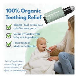 PLENNY Little Teethers Baby Teething Roller – 100% Organic Essential Oil Relief for Sore Gums, Fussiness & Sleep, Chamomile, Lavender, Frankincense – Safe 3 Months+, Made in USA, 10ml