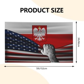Usa America American And Poland Poles Flag 3x5 Ft Double-Sided Printed Indoor/Outdoor Flag Polyester Fabric Decorative Banner With 2 Brass Grommets 3x5 Foot National Flags For Outside