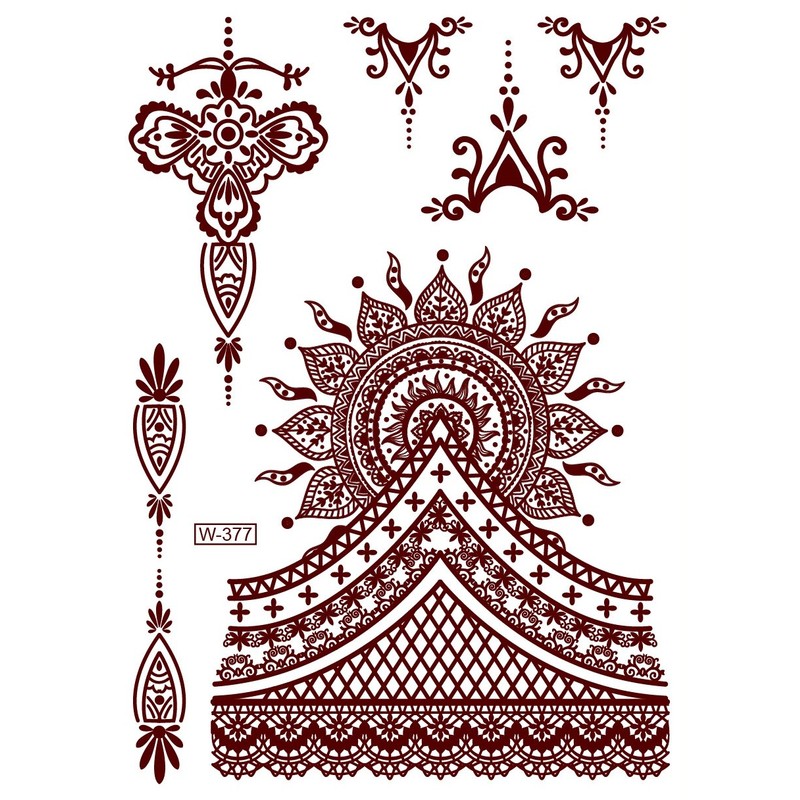 Set of 3 Temporary Tattoos Lace Tattoos Brown Set B-2