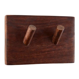 47th & Main Wall Mounted Hook Mango Wood 2-Peg Hook, 7.5" x 5", Walnut