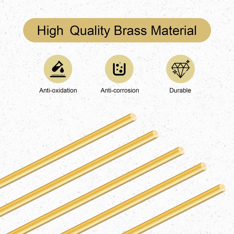 iMeistek 2 mm Brass Rod, 150 mm Length Brass Solid