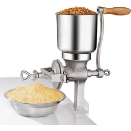 Chefcaptain Manual Cast Iron Grain Grinder, Corn Grinder, Food Mill Hand Crank For Wheat Grains Nuts Grinds 1 Lb Per Minute