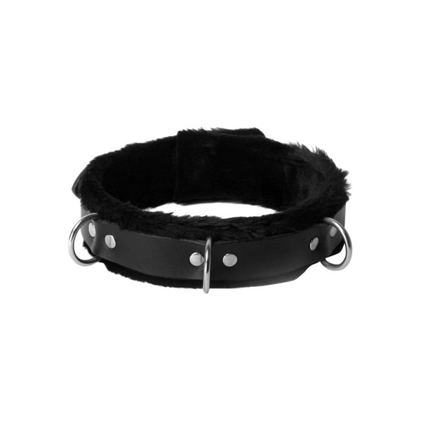 Strict Leather Fur Lined Collar, Black
