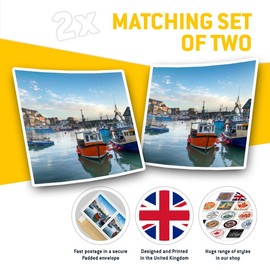 2 x Square 7.5cm Vinyl Stickers - Fishing Boats Mevagissey Cornwall 45024
