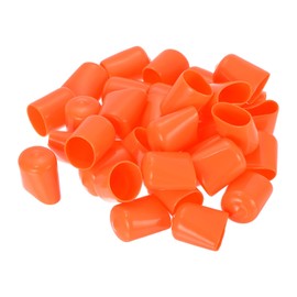 uxcell 50pcs Rubber End Caps 19mm(3/4 inch) ID Vinyl Round Tube Bolt Cap Cover Screw Thread Protectors Orange