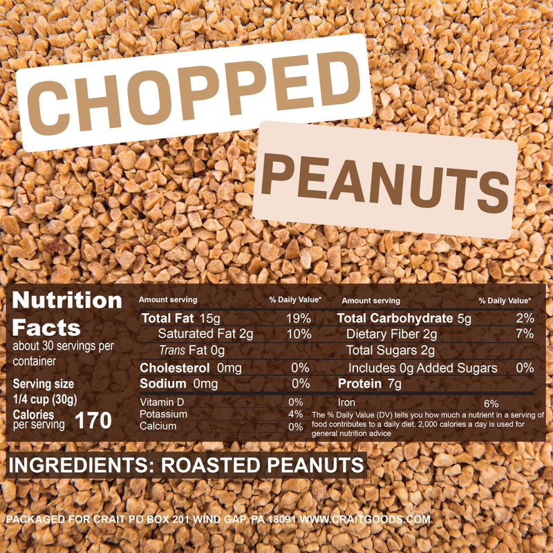 Chopped Peanuts Topping Roasted Peanuts, No Salt Unsalted, Chopped Nuts