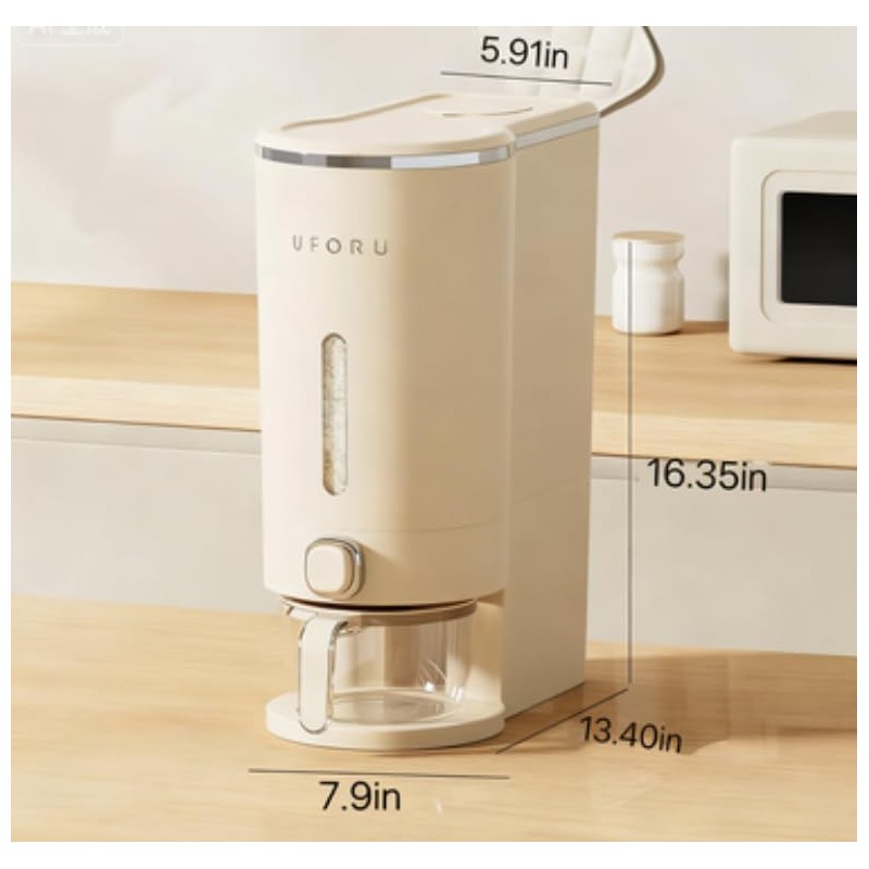 Reflygen Rice Dispenser With Measuring Cup,Kitchen Grain Storage Container,Pantry&Home Dry