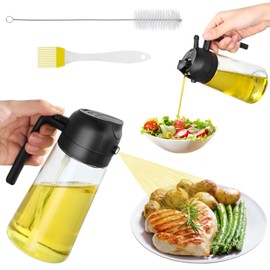 Halinuia Air Fryer Oil Sprayer 2 in 1 Spraying and Pouring Oil Sprayer Glass 470ml Oil Sprayer with Brush for Kitchen BBQ Air Fryer Salad