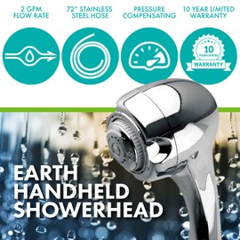 Niagara Conservation N2935CH Earth Spa 3-Spray with 2 GPM 2.7-in. Wall Mount Handheld Shower Head in Chrome, 1-Pack | Bathroom Shower Head Sprayer with Pressure Compensation Technology