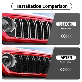 Linskip for 2024-2025 Jeep Wrangler JL 4XE & Gladiator JT Grille Inserts, Meshless Grille Bezel Covers for Jeep Wrangler Sport Rubicon Sahara Willys Mojave Rubicon,Exterior Accessories(Black)