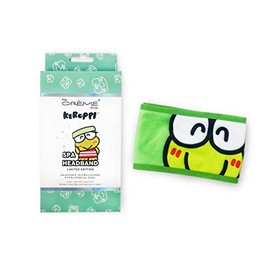The Crème Shop Korean Skincare Beauty Facial Sweat Hair Towel, Non-slip Stretch Comfortable Wrap Band Adhesive Makeup Wash Spa Elastic - The Crème Shop x Sanrio Spa Headband (Keroppi)