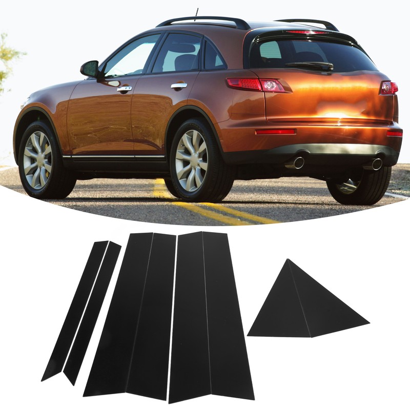 8PCS Door Window Pillar Trim Bright Black 4D Style PC