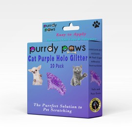 Purrdy Paws Soft Nail Caps for Cat Claws Purple Holographic Glitter Large