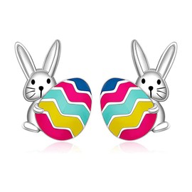 Earrings Easter Women Girls Easter Earrings Exquisite Rabbit Earrings Cute Stud Earrings Easter Interesting Easter Earrings for Women Girls Jewellery Gifts, Alloy Steel, No Gemstone