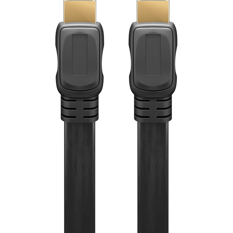 Goobay 31926 High Speed HDMI Flat-cable with Ethernet, Gold-plated, Black,