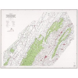 18" x 24" 1972 Map of George Washington National Forest Virginia & West Virginia Lee Dry River Ranger Districts