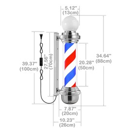 WDZD 35'' Silver Barber Pole Light