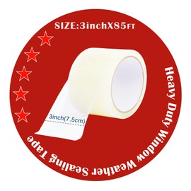 Transparent Window Weather Sealing Tape, 3-Inch x 85FT, Clear Window Draft Isolation Sealing Film Tape-Clear Draft Stopper Adhesive Tape for Doors, Windows and Shower Glass Gaps (3-Inch x85FT)