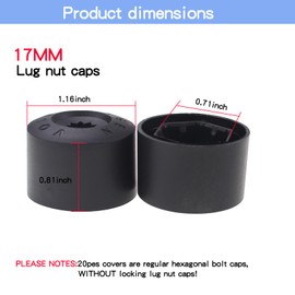 Nihfien 20Pcs 17mm Car Wheel Lug Nut Covers, Dustproof Auto Tire Bolt Protection Caps, Wheel Center Cover with Removal Tool Dismantle Replacement 1K0 601 173 for Jetta Beetle Passat GTI CC