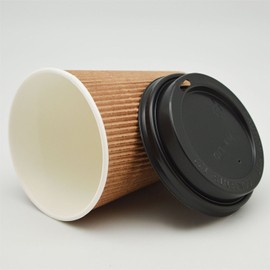 We Can Source It Ltd - 12oz. Brown Kraft Ripple Paper Cups with Lids - Recyclable - Great for Tea, Coffee, Hot Drinks Takeaway - 300 Pack