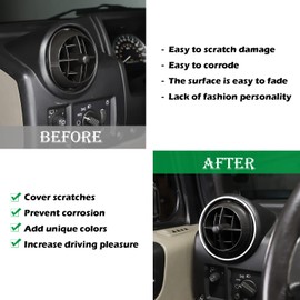 PIUGILH Fit for Hummer H2 AC Vent Decoration Rings Dash Dashboard Air Conditioner Air Outlet Vent Rear Air Vent Cover Trim Compatible with 2003-2009 Hummer H2,6 PCS