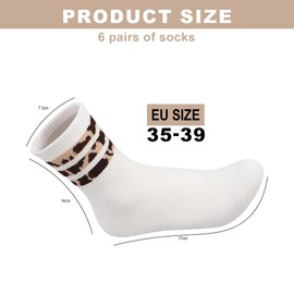 Zuuyye - Set da 6 Paia di Calze Donna Leopardo 35-39, Calze Crew, Calze da Tennis, Calze Sportive, Calze da Sneaker per Abbigliamento Casual