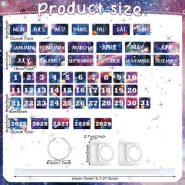 Gilprop Flip Calendar Bulletin Board Set with Holder Adjustable Calendar Display Holder Includes 55 Date Cards for Preschool School Classroom Wall Decoration(Outer Space)