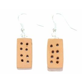 Miniblings Brick Earrings Pendant Stone House Brick Wall Handmade Fashion Jewellery I Earrings Silver-Plated, Stone, No Gemstone