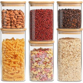 Set of 6 Airtight Glass Storage Canister Lids (0.7Qt/1.2Qt/1.6Qt) Food & Kitchen Pantry Storage Jar Storage Bottles & JarsPack Size: 1 Pack