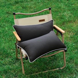 LIGICKY Pack of 2 Black Outdoor Waterproof Lumbar Throw Pillow Covers Decorative White Edge Rectangle Pillows Cushion Case Outside Pillowcase for Patio Couch Tent Sunbrella ((12x20 inch)