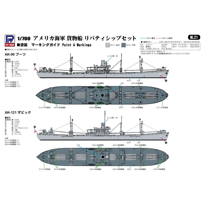 Pit Road ML21 1/700 Skywave Series US Navy Cargo Ship