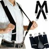 Adjustable X-Back Suspenders for Pants – Elastic 4-Clip Design for