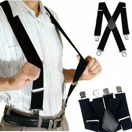 Adjustable X-Back Suspenders for Pants – Elastic 4-Clip Design for Comfortable Everyday, Formal & Event Wear