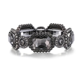 Flyonce Wedding Party Stretch Bracelet for Brides Bridal Black Rhinestone Crystal Vintage Art Deco Adjustable Elastic Bracelets for Women