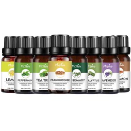 Pure Essential Oil B Set, 100% Pure Essential Oils, 0.4 fl oz (10 ml) x 8 Bottles Aroma Oil