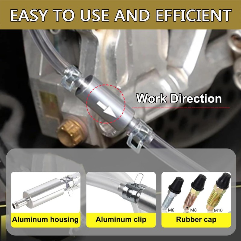 CHEVIXOR Brake Bleeder Hose - One Way Check Valve Tube